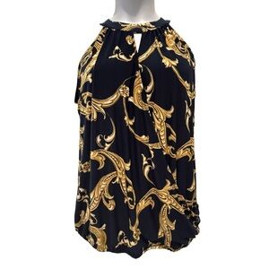 INC International Concepts Black and Gold Blouse Large